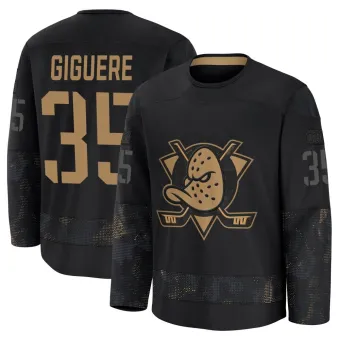 Men's Jean-Sebastien Giguere Anaheim Ducks 2024 Military Appreciation Practice Jersey - Black Premium