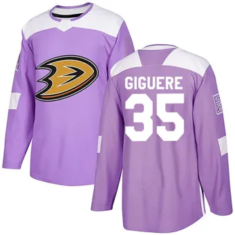 Men's Jean-Sebastien Giguere Anaheim Ducks Fights Cancer Practice Jersey - Purple Authentic