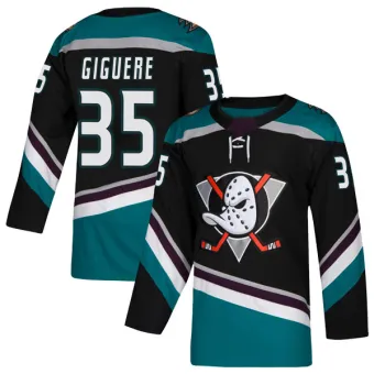 Men's Jean-Sebastien Giguere Anaheim Ducks Teal Alternate Jersey - Black Authentic