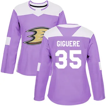 Women's Jean-Sebastien Giguere Anaheim Ducks Fights Cancer Practice Jersey - Purple Authentic