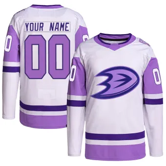 Youth Custom Anaheim Ducks Hockey Fights Cancer Primegreen Jersey - White/Purple Authentic