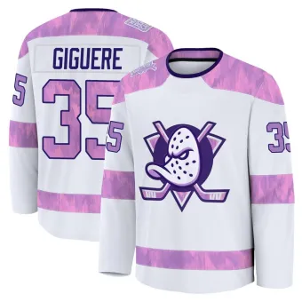Youth Jean-Sebastien Giguere Anaheim Ducks 2024 Hockey Fights Cancer Practice Jersey - White Premium