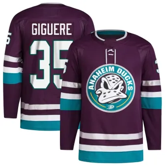 Youth Jean-Sebastien Giguere Anaheim Ducks 30th Anniversary Primegreen Jersey - Purple Authentic