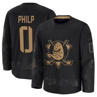 Youth Noah Philp Anaheim Ducks 2024 Military Appreciation Practice Jersey - Black Premium